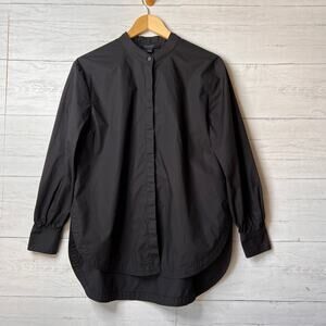 All Saints Top Womens Size US 4 Black Long Sleeve Button Down Stand Collar